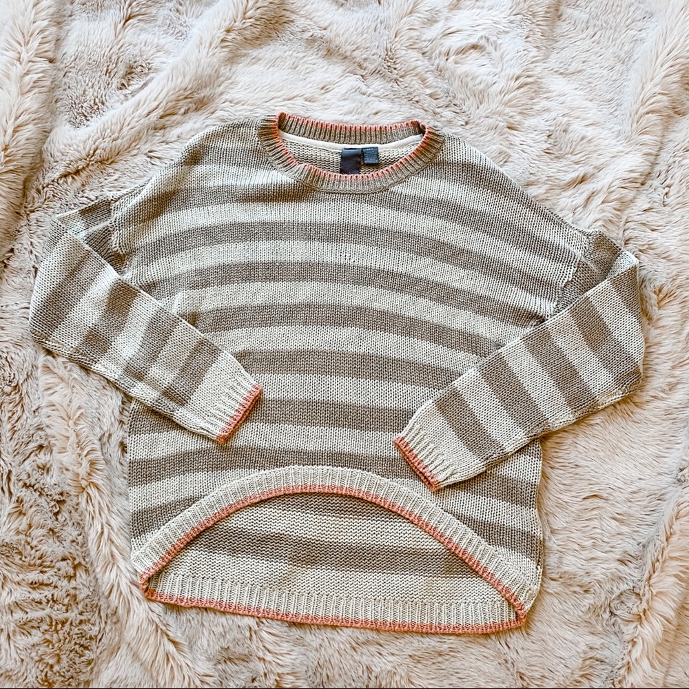 Striped sweater with pink accents